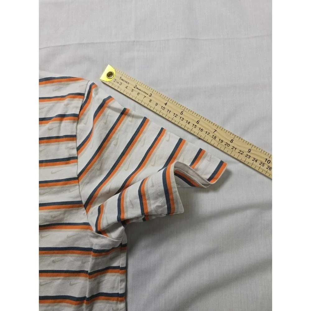 Nike Shirt Mens Large White Orange Blue Stripe Swoosh The Nike Tee‎